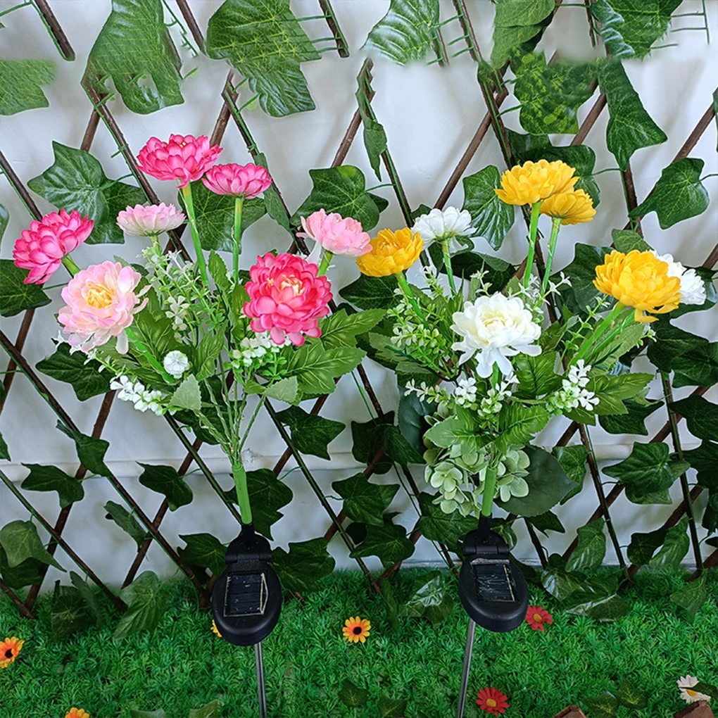 Snow Lotus Flower Outdoor Lights Convenient Size For Easy Installation Easy Care Lights Snow Lotus