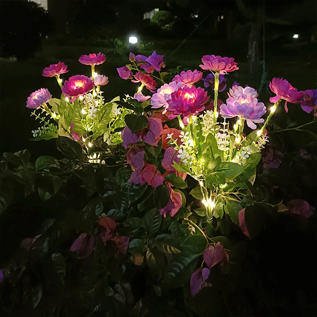 Snow Lotus Flower Outdoor Lights Convenient Size For Easy Installation Easy Care Lights Snow Lotus