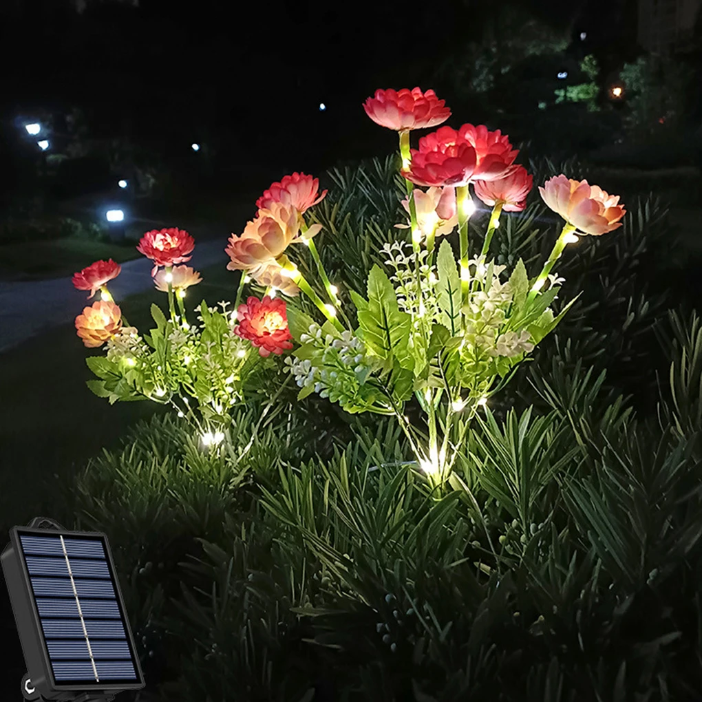 Snow Lotus Flower Outdoor Lights Convenient Size For Easy Installation Easy Care Lights Snow Lotus