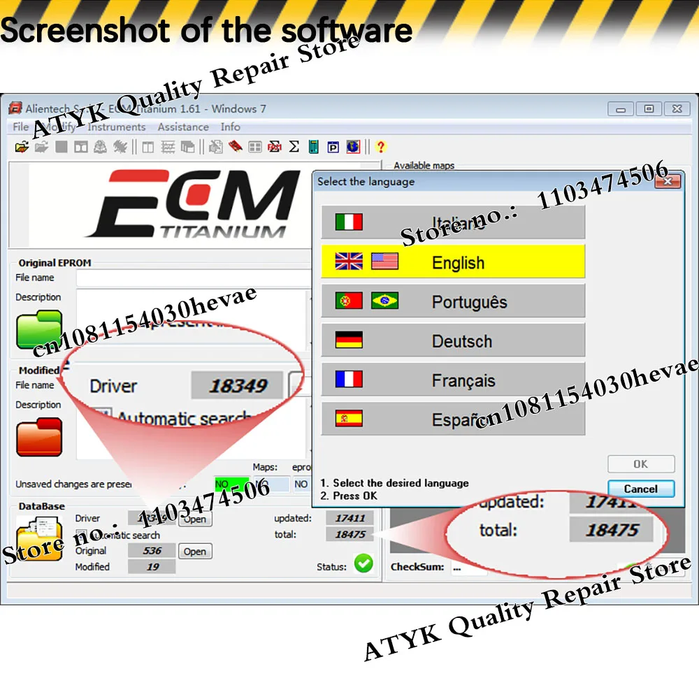 ECM Titanium 1.61 VM Win Diagnostic for Car Auto Tuning Repair Program With 26000 + Driver ECM 18259+ Drivers ECU Tool Software