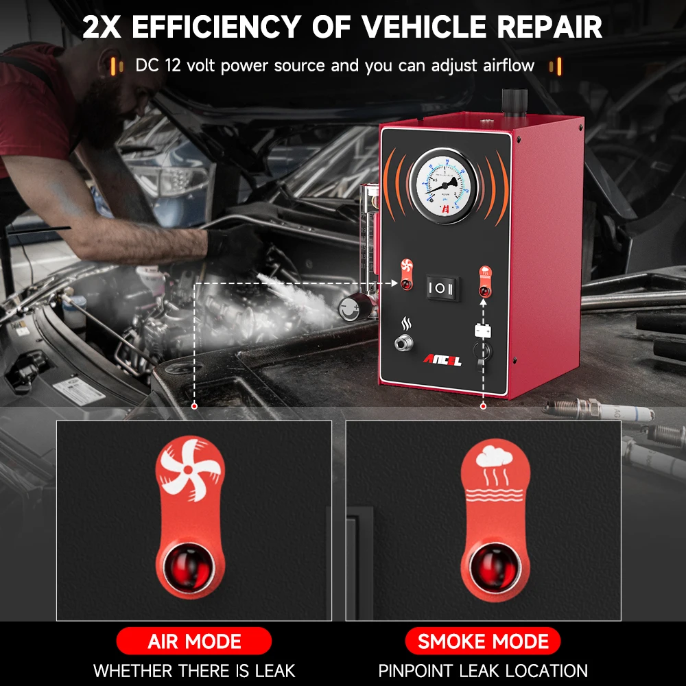 ANCEL S300 Smoke Generator for Cars 12V Car Smoke Leak Detector with Pump EVAP Pipe Leak Locator Smoke Generator Diagnostic Tool