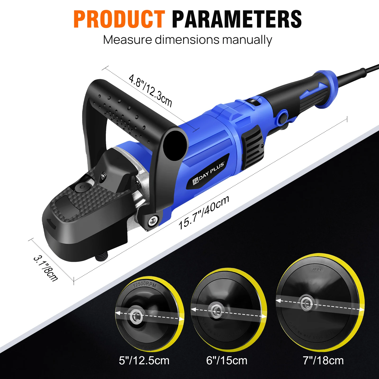 6000W Car Polishers and Buffers, Electric Car Polisher Machine with 6 Variable Speed 150-180mm Buffer Polishing Waxing Machine