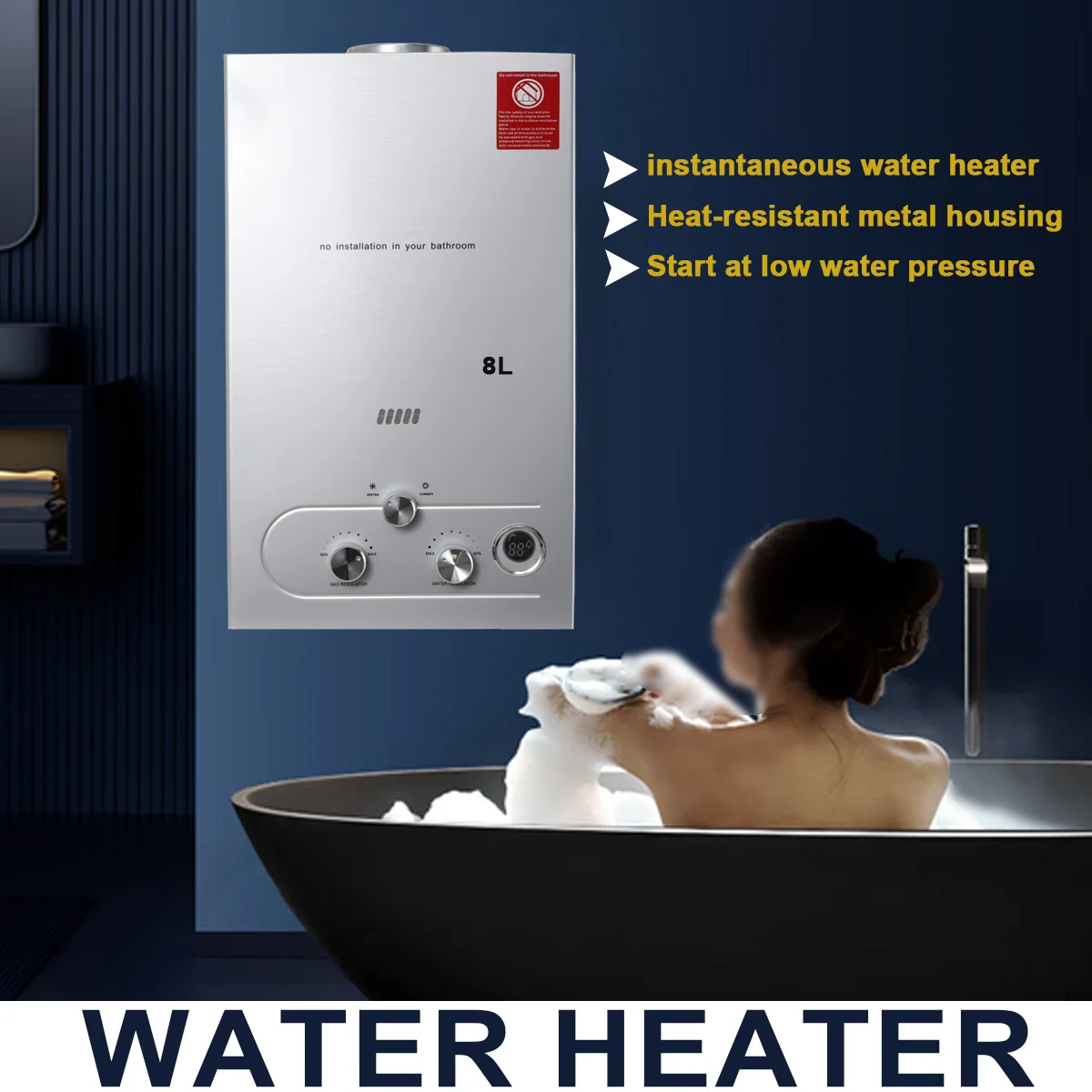 Hot Water Heater Instant Gas Water Heater Propane Gas Boilerr 6-18L Home Appliance Heaters Outdoor Camping With Shower Head Kit