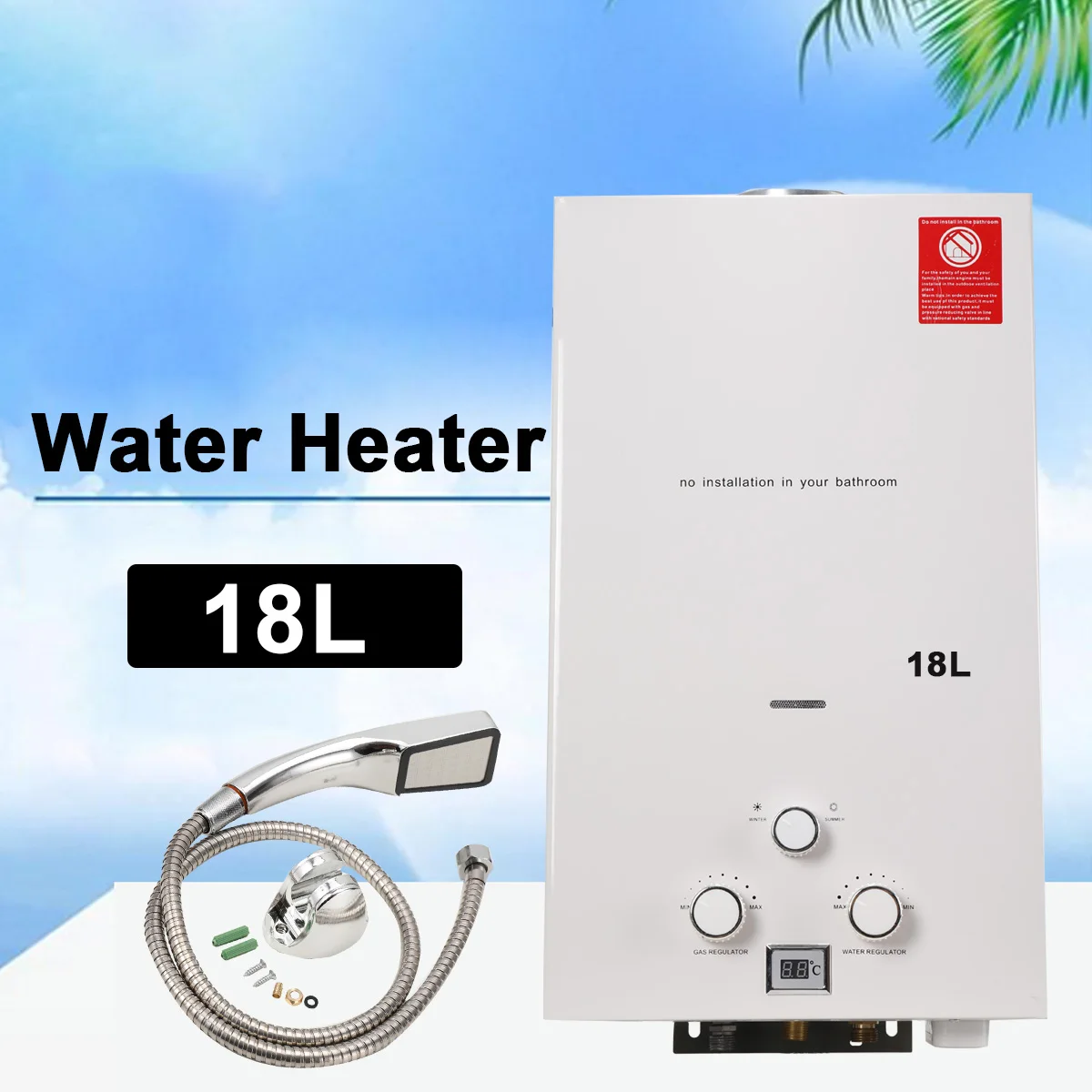Hot Water Heater Instant Gas Water Heater Propane Gas Boilerr 6-18L Home Appliance Heaters Outdoor Camping With Shower Head Kit