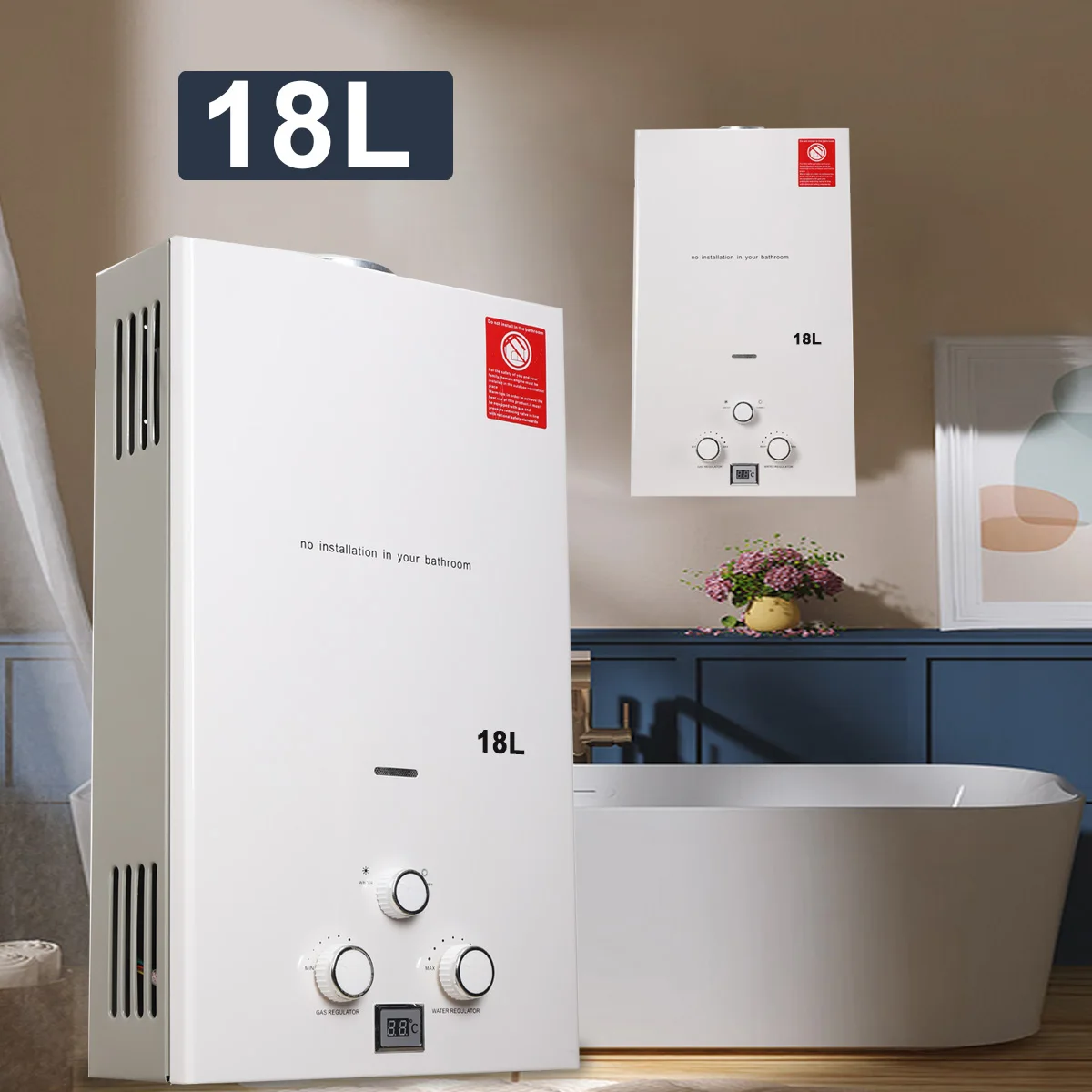 Hot Water Heater Instant Gas Water Heater Propane Gas Boilerr 6-18L Home Appliance Heaters Outdoor Camping With Shower Head Kit