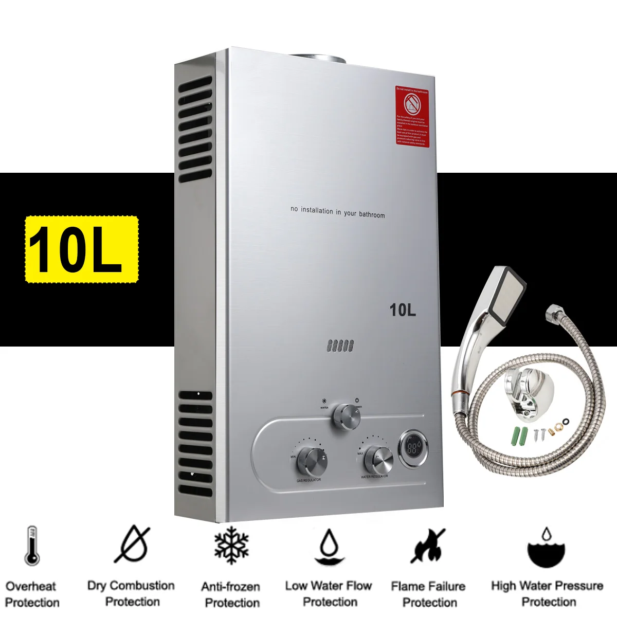 Hot Water Heater Instant Gas Water Heater Propane Gas Boilerr 6-18L Home Appliance Heaters Outdoor Camping With Shower Head Kit