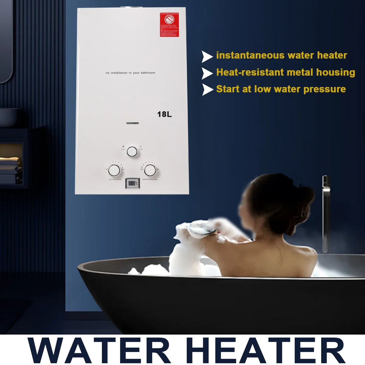 Hot Water Heater Instant Gas Water Heater Propane Gas Boilerr 6-18L Home Appliance Heaters Outdoor Camping With Shower Head Kit