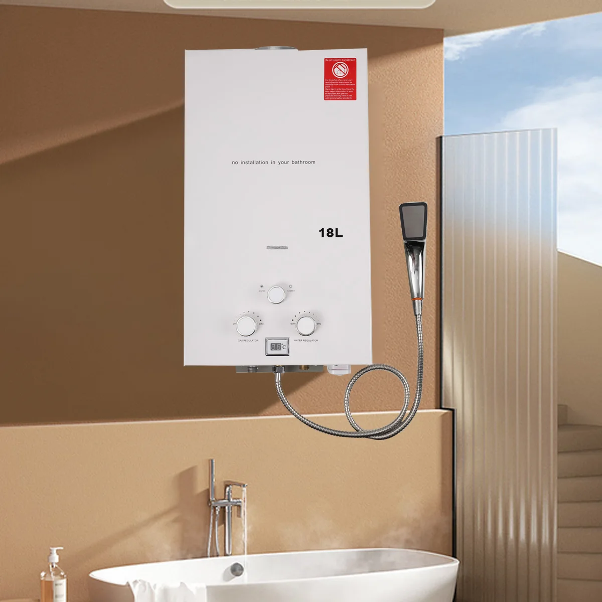Hot Water Heater Instant Gas Water Heater Propane Gas Boilerr 6-18L Home Appliance Heaters Outdoor Camping With Shower Head Kit