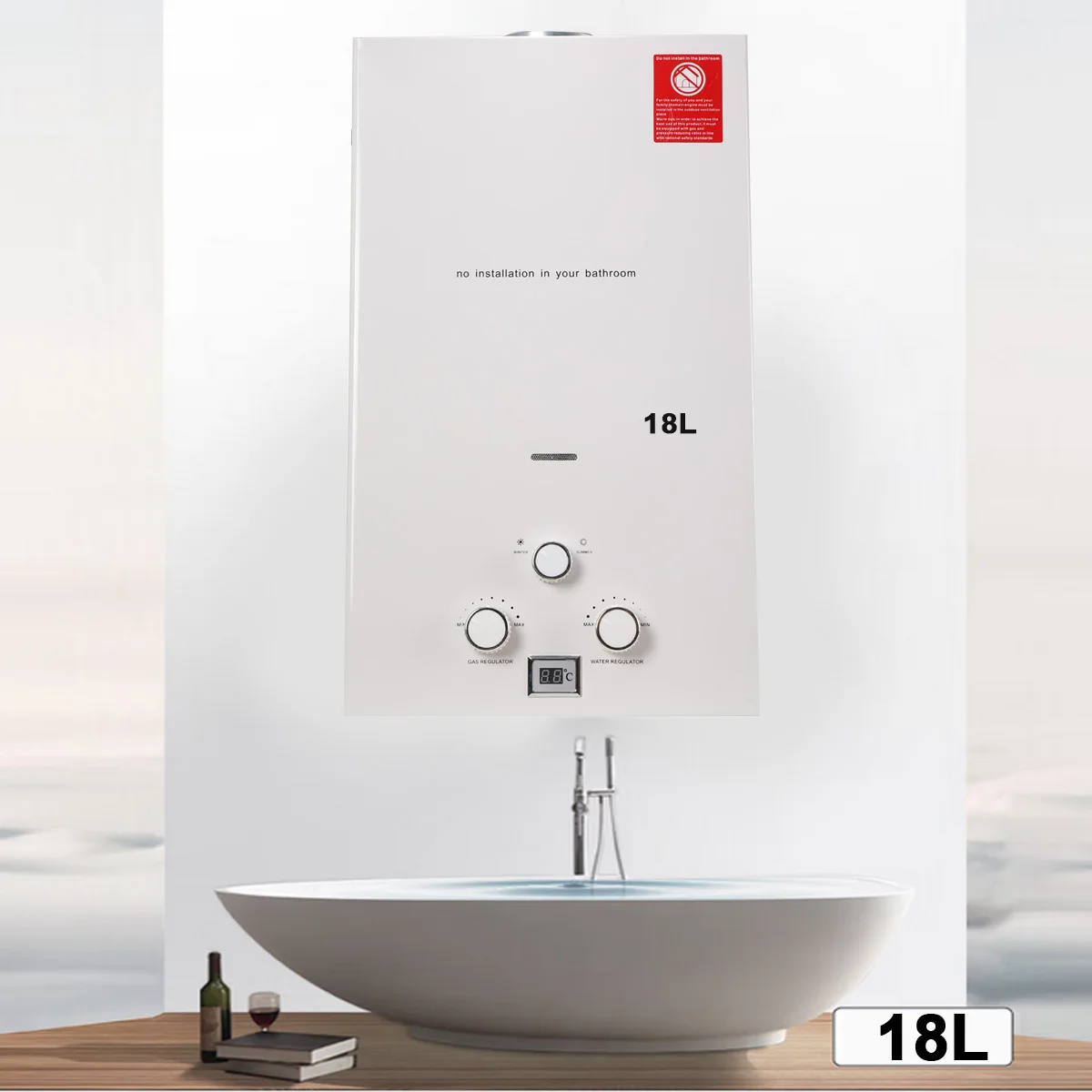 Hot Water Heater Instant Gas Water Heater Propane Gas Boilerr 6-18L Home Appliance Heaters Outdoor Camping With Shower Head Kit