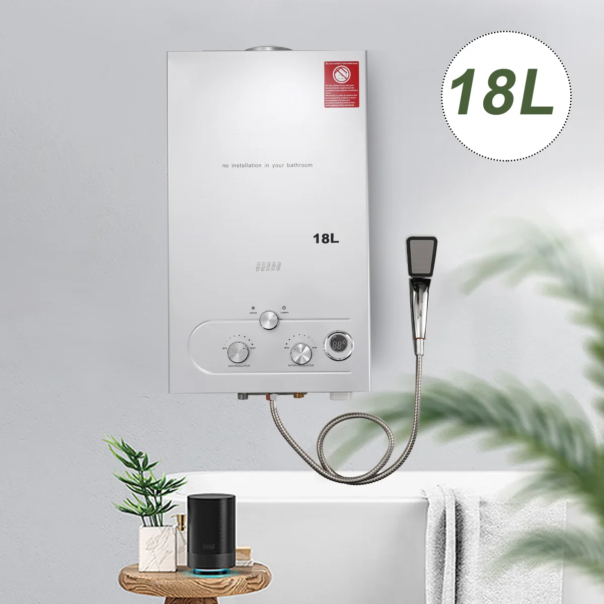 Hot Water Heater Instant Gas Water Heater Propane Gas Boilerr 6-18L Home Appliance Heaters Outdoor Camping With Shower Head Kit