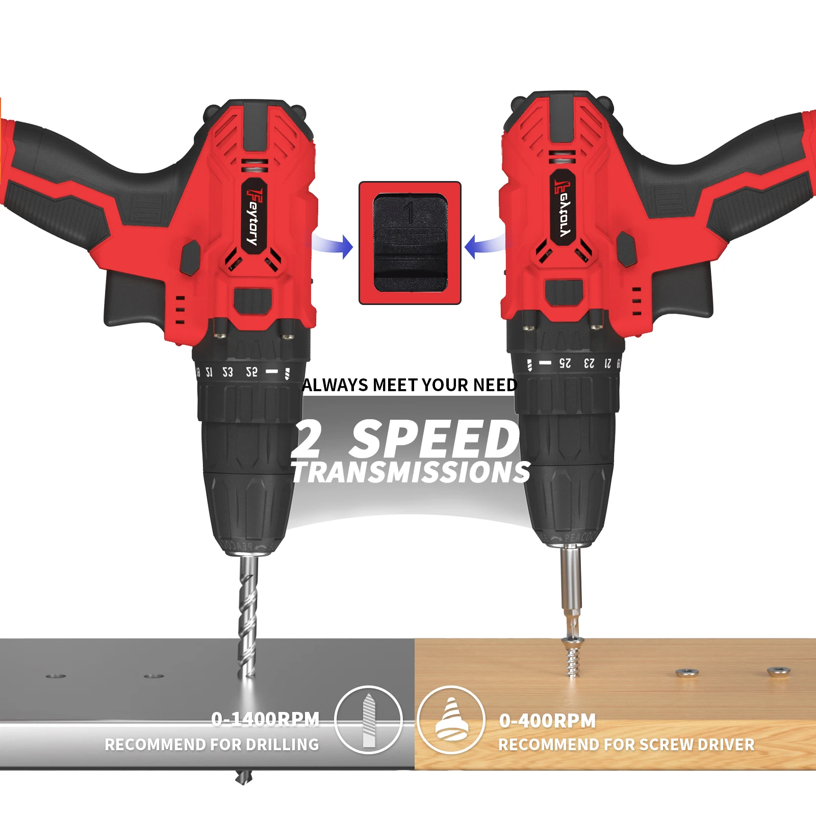 21V Cordless Drill Driver with LED Work Light 29pc Electric Screwdriver Set Lithium-Ion Battery And Charger Included