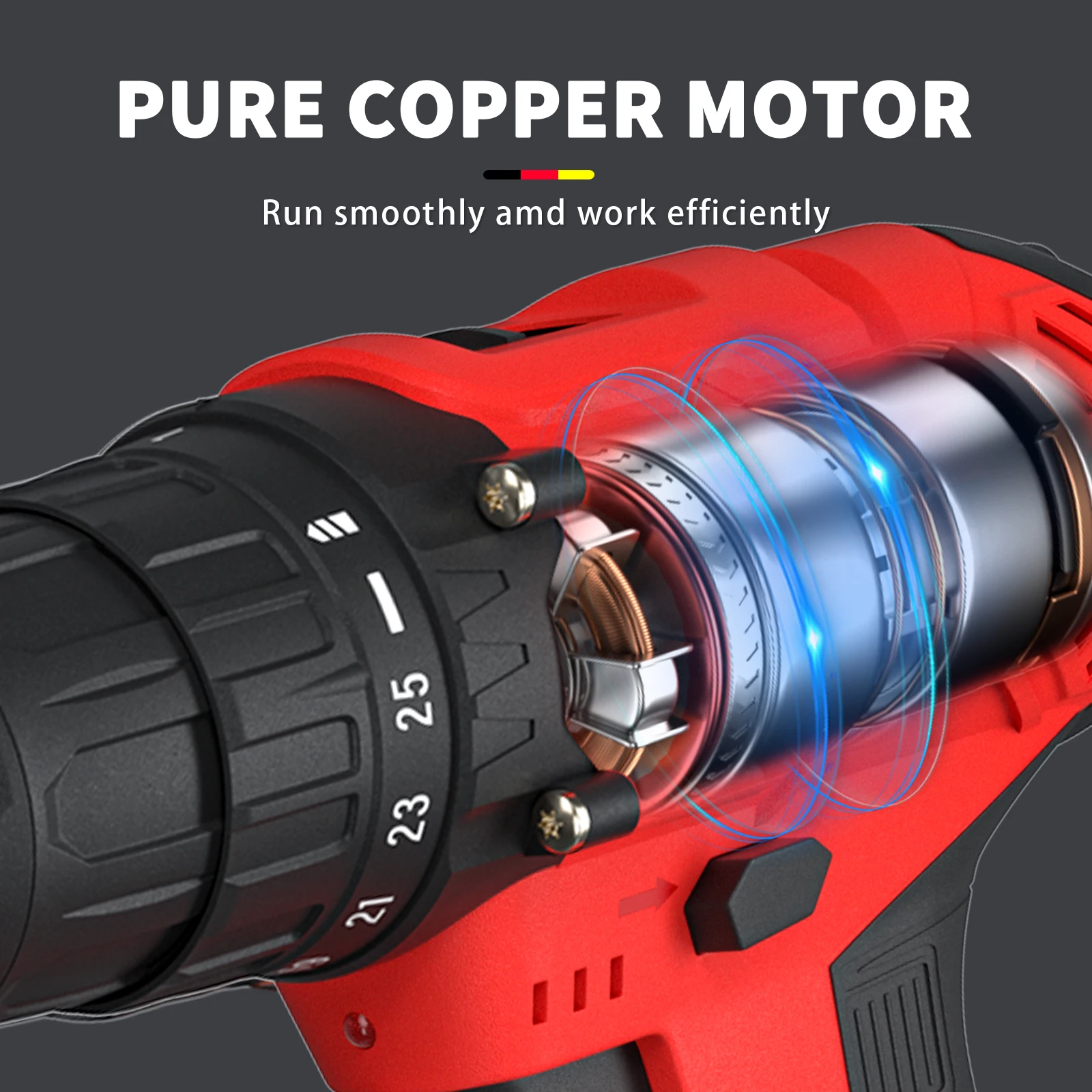21V Cordless Drill Driver with LED Work Light 29pc Electric Screwdriver Set Lithium-Ion Battery And Charger Included