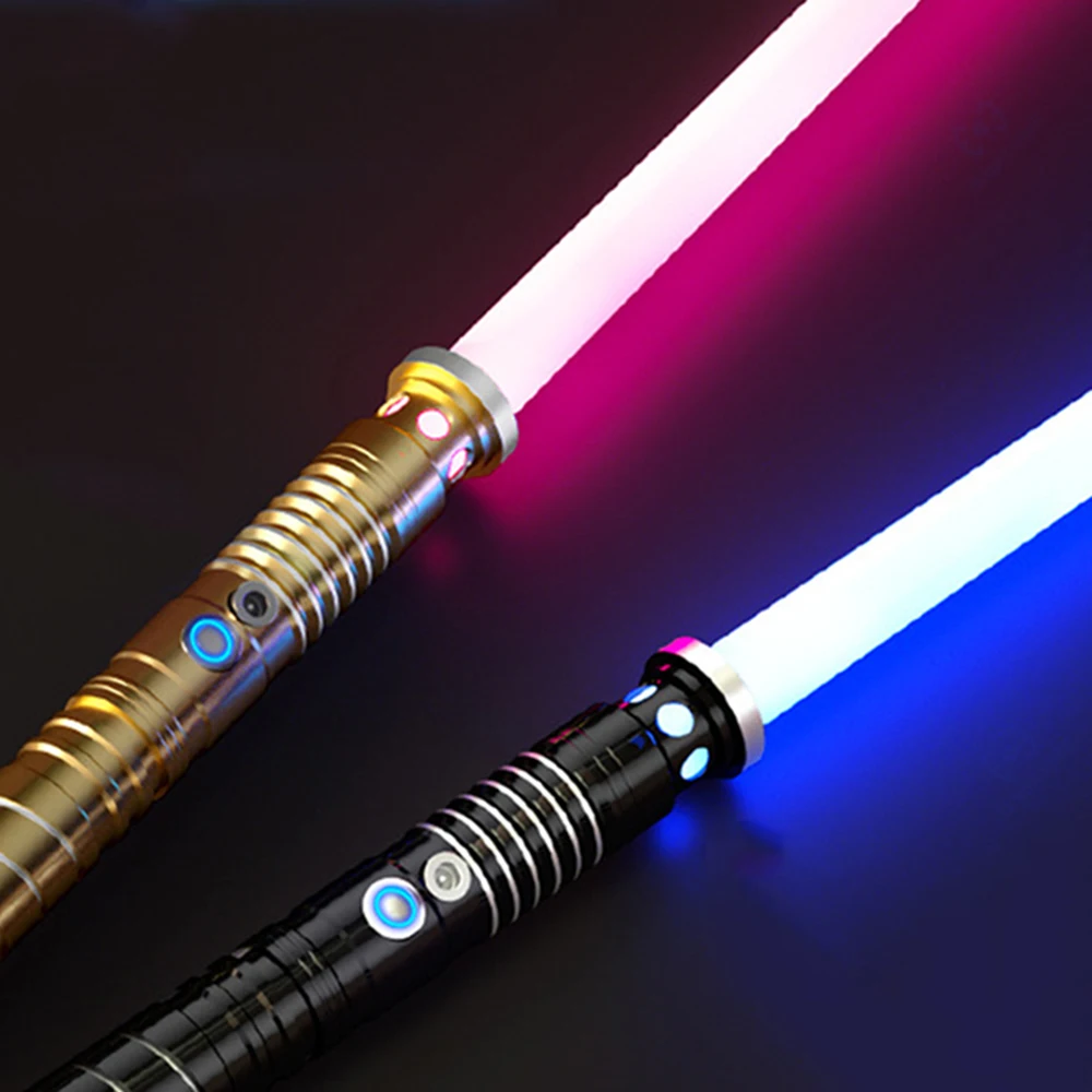 Light Up Saber Metal Sword RGB 16 Colors, 2 In 1 Light Sword Toy With Vibration Beat Sound And Breathing Laser Sword Toy LED