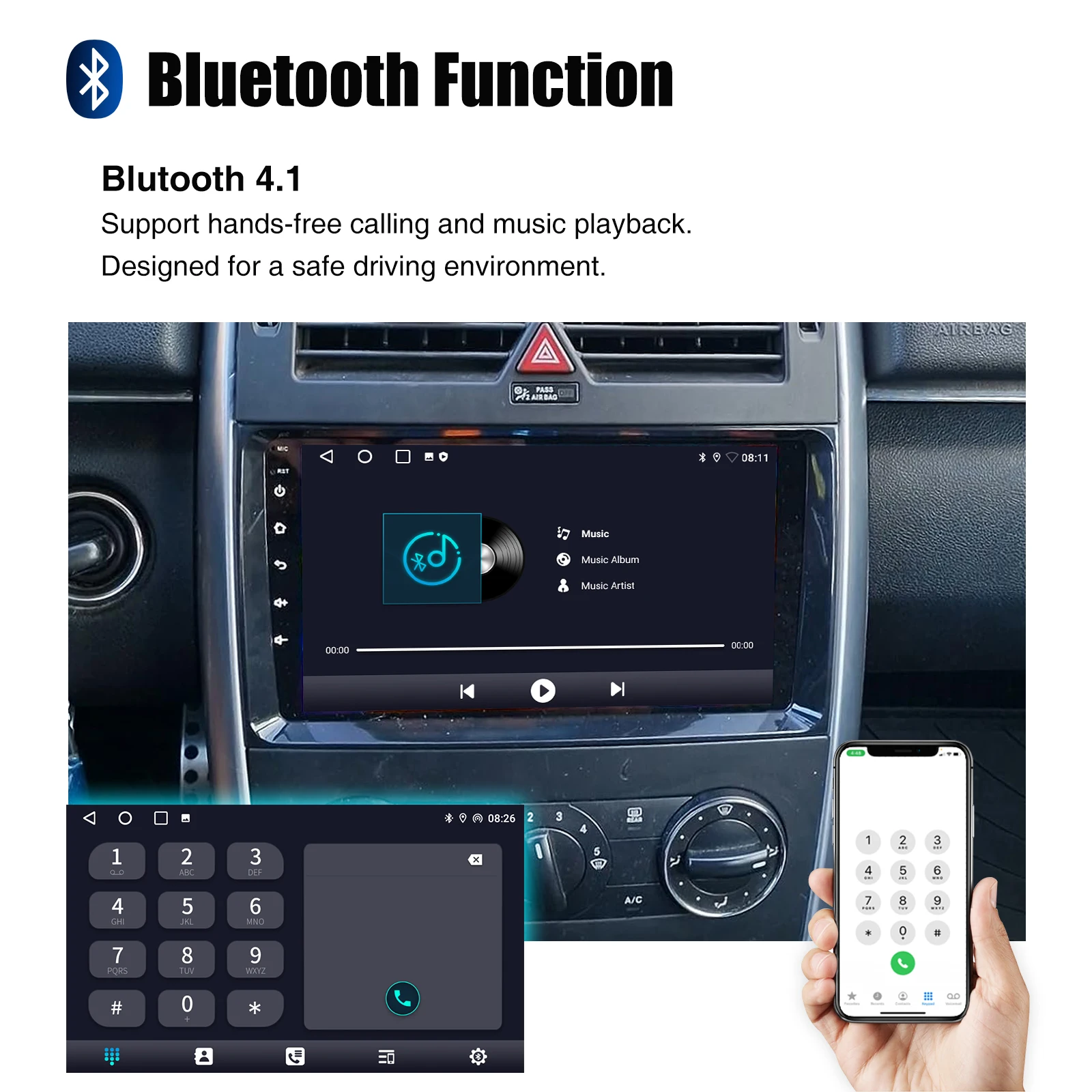9''car stereo radio with 4+64GB for Benz B200 Vito W639 Sprinte Viano W169 Wireless CarPlay Android Auto GPS Bluetooth Wifi RDS
