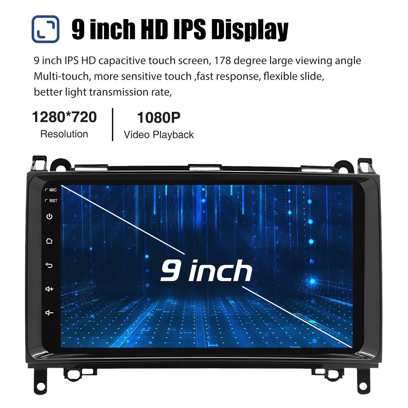 9''car stereo radio with 4+64GB for Benz B200 Vito W639 Sprinte Viano W169 Wireless CarPlay Android Auto GPS Bluetooth Wifi RDS