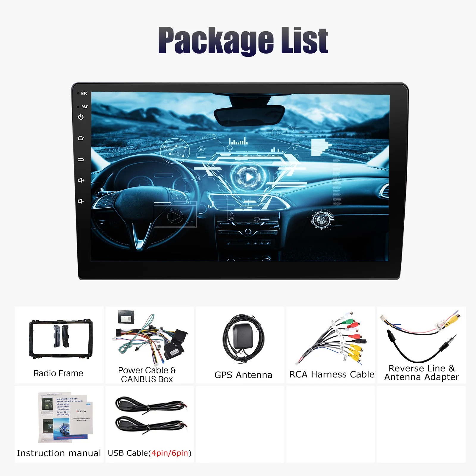 9''car stereo radio with 4+64GB for Benz B200 Vito W639 Sprinte Viano W169 Wireless CarPlay Android Auto GPS Bluetooth Wifi RDS
