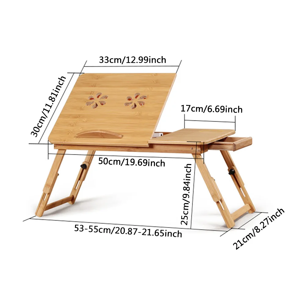 Wooden Portable Folding Laptop Desk Compact Student Table Mobile Space-Saving Bedside Reading Tray Table Multi-Functional