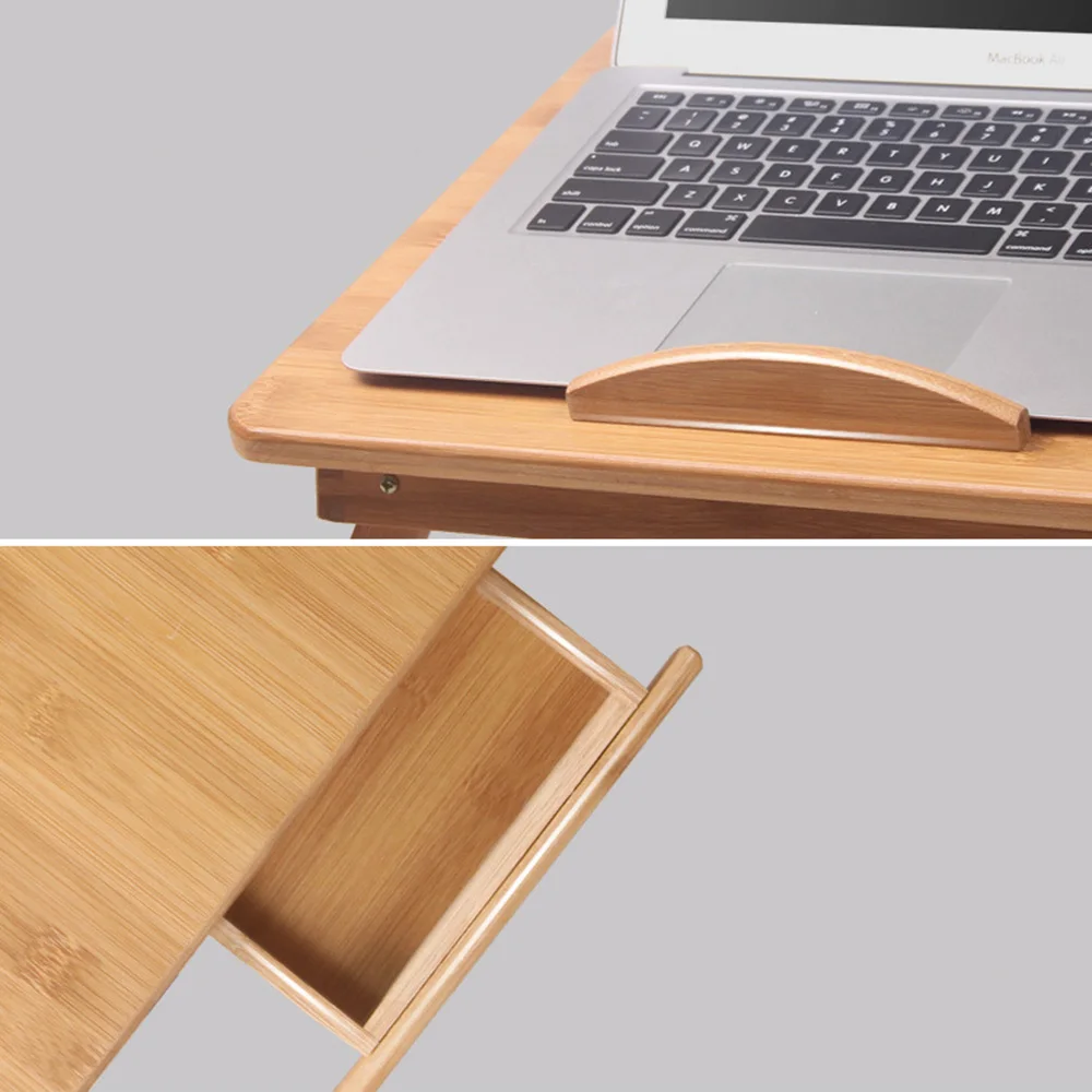 Wooden Portable Folding Laptop Desk Compact Student Table Mobile Space-Saving Bedside Reading Tray Table Multi-Functional