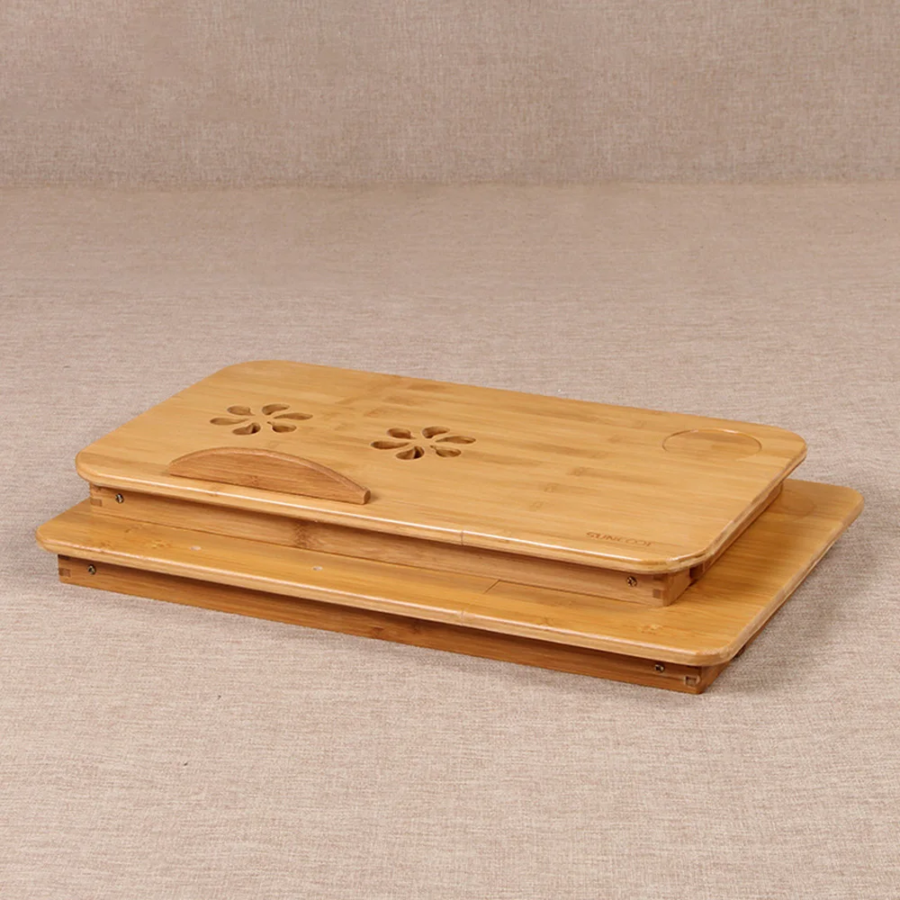 Wooden Portable Folding Laptop Desk Compact Student Table Mobile Space-Saving Bedside Reading Tray Table Multi-Functional