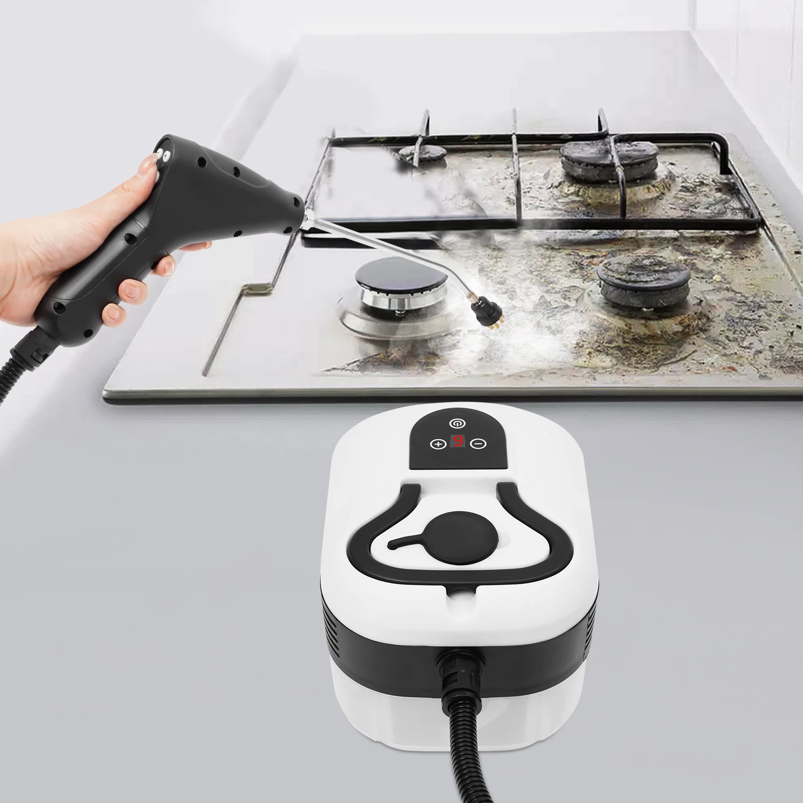 1500W 3Bar Steam Cleaner, 208°F High-Temperature Cleaning, 6-Settings Steam Control, 6.56ft Hose & Detachable Brushes