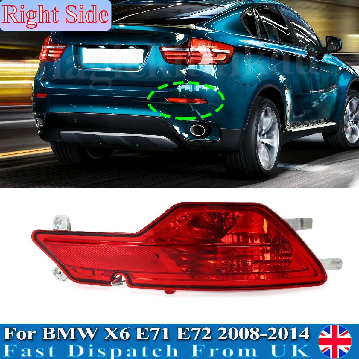 Right Rear Bumper Fog Light For BMW X6 E71 E72 2008 2009 2010 2011 2012 2013 2014 Tail Lip Fog Lamp Reflector #63147187220
