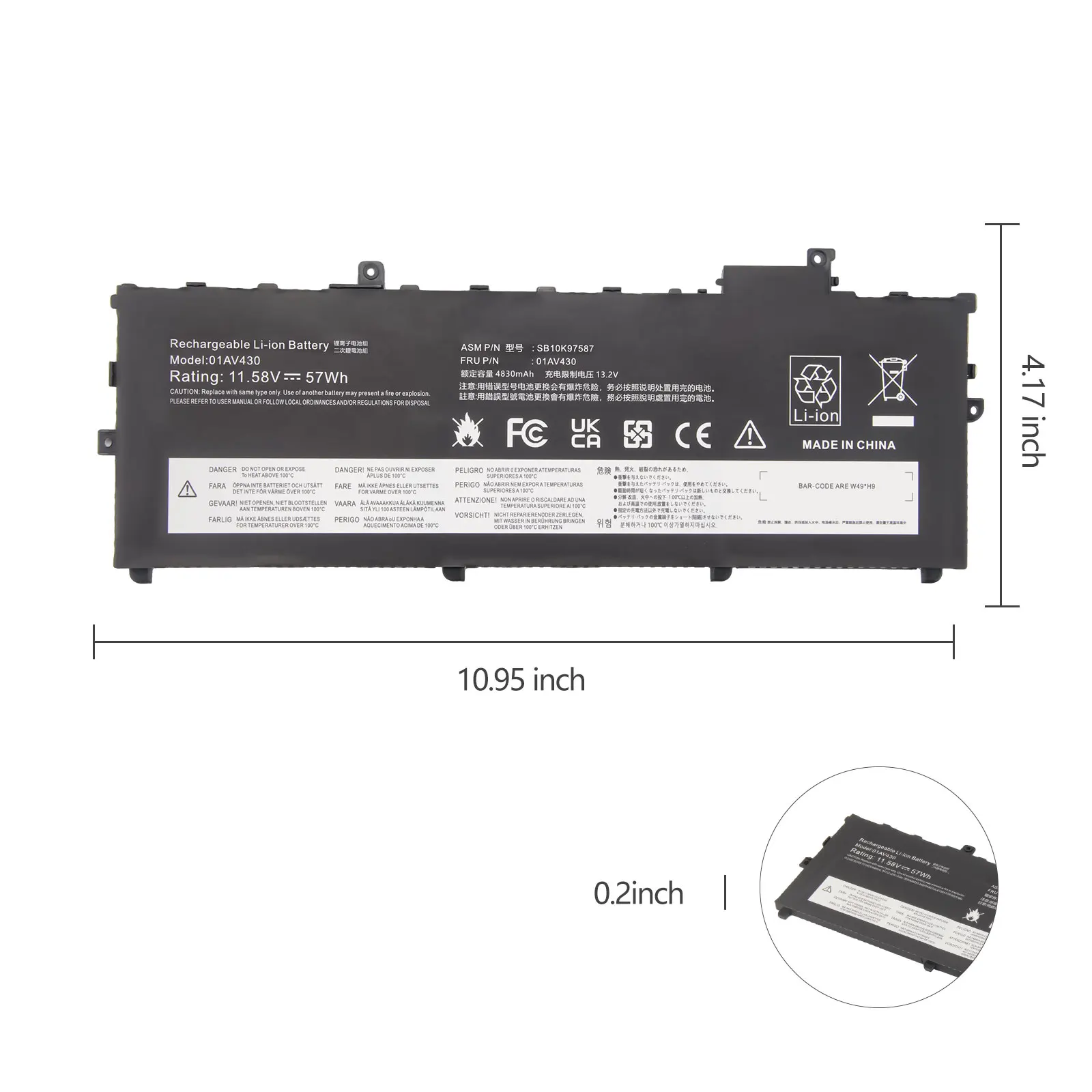 Laptop Battery 01AV430 Battery For Lenovo Thinkpad X1 Carbon 5th 2017 6th 2018 Series 01AV429 SB10K97586 01AV431 SB10K97587