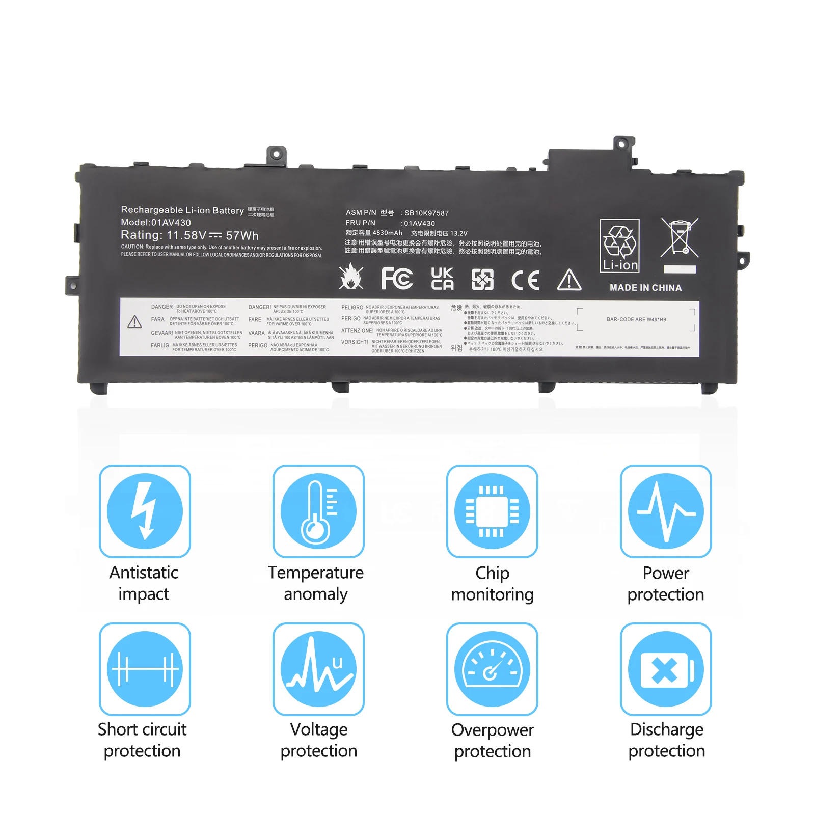 Laptop Battery 01AV430 Battery For Lenovo Thinkpad X1 Carbon 5th 2017 6th 2018 Series 01AV429 SB10K97586 01AV431 SB10K97587
