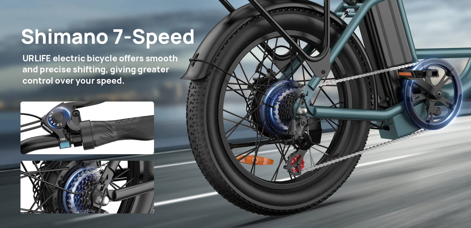 URLIFE E20 Adult Electric Bike 500W Motor 48V13AH Lithium Battery High E-bike Commuting 20*3.0Inch Tire Snow Electric Bicycle