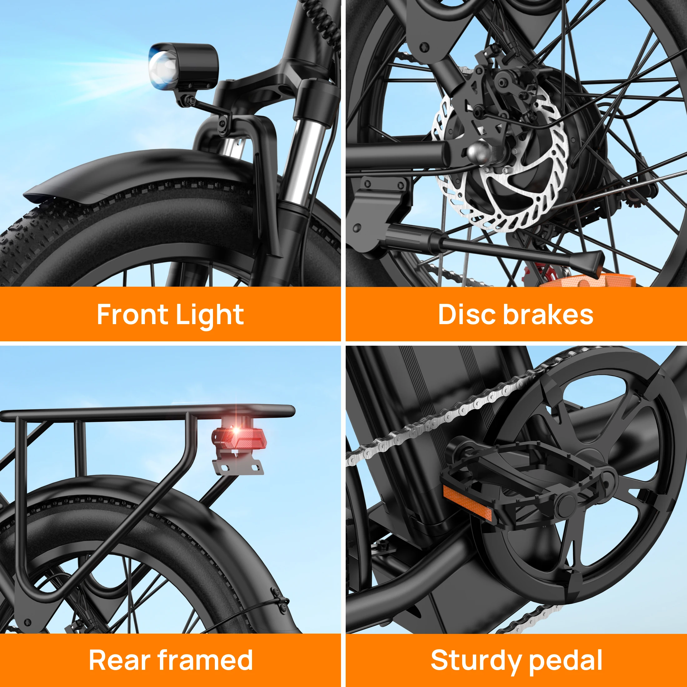 URLIFE E20 Adult Electric Bike 500W Motor 48V13AH Lithium Battery High E-bike Commuting 20*3.0Inch Tire Snow Electric Bicycle