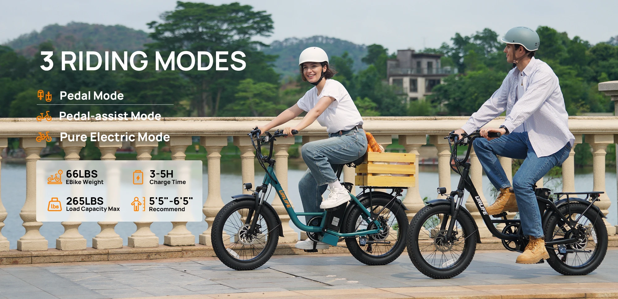 URLIFE E20 Adult Electric Bike 500W Motor 48V13AH Lithium Battery High E-bike Commuting 20*3.0Inch Tire Snow Electric Bicycle