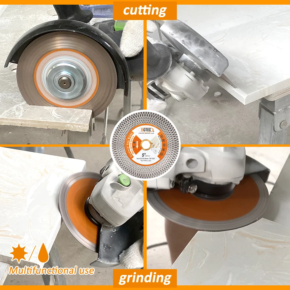 BGTEC Dia125mm Diamond Saw Blade Double-sided X Mesh 1pc 5inch Tile Ceramic Marble Stone Granite Quartz Cutting Grinding Disc