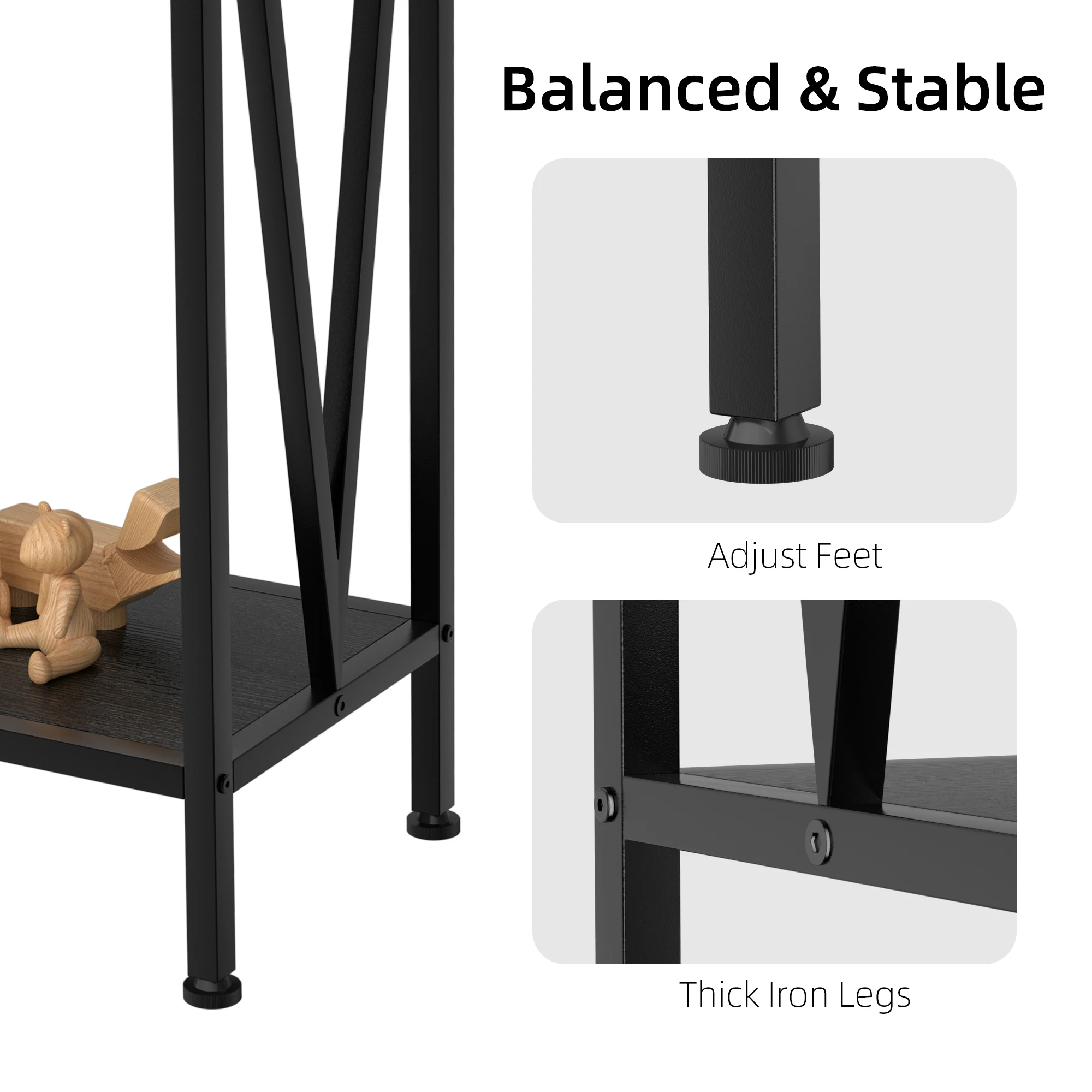 2-Tier Console Table with Storage Narrow Sofa Table with V Design 110cm Industrial Corridor Table for Hallway Entryway Foyer