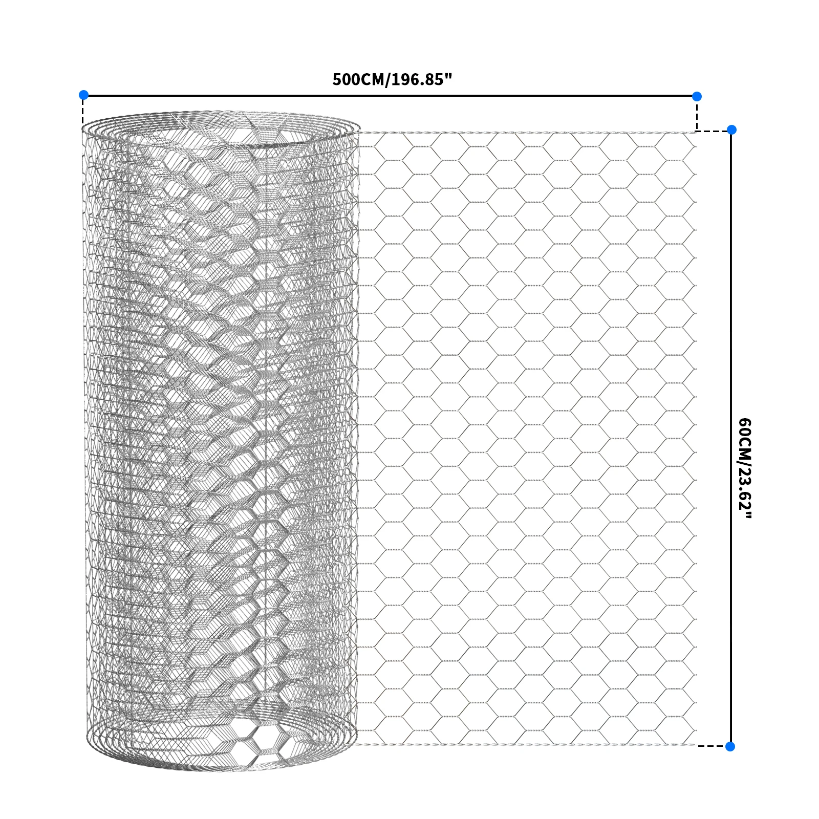 Wire Mesh Roll,PVC Coated Galvanized Hexagonal Chicken Wire Garden Netting for Vegetables Protection, 25mm Hole, Easy to Cut
