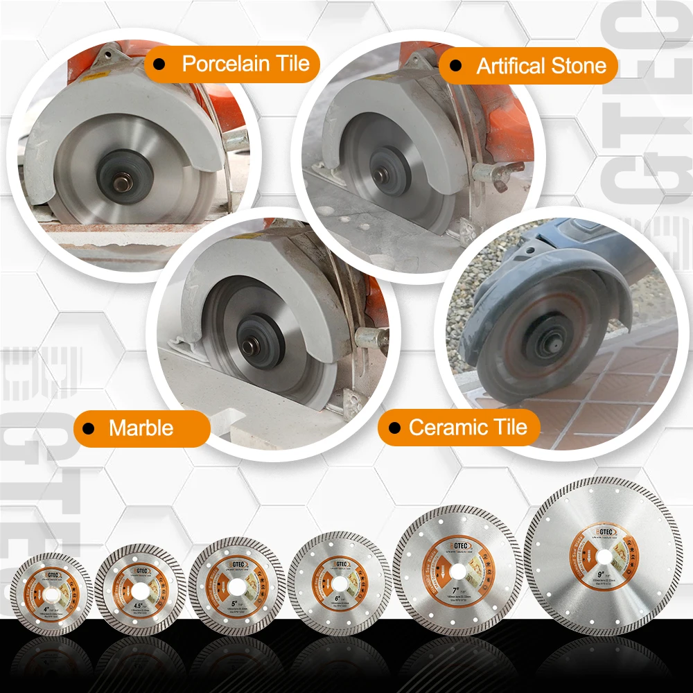 BGTEC 1pc 6inch Superthin Diamond Cutting Disc Turbo Saw Blade Ceramic Tile Granite Marble Quartz Stone 150mm Dry Cutting Plate