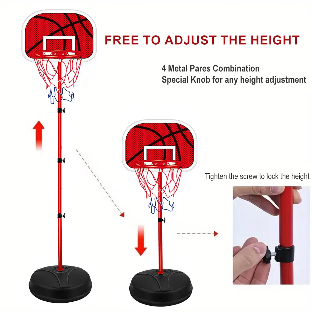 Adjustable Basketball Hoop 3-Level Height Adjustable with Ball & Pump Stable Water/Sand Filled Base Easy Assembly Outdoor Sports Toy for Kids Boys Girls