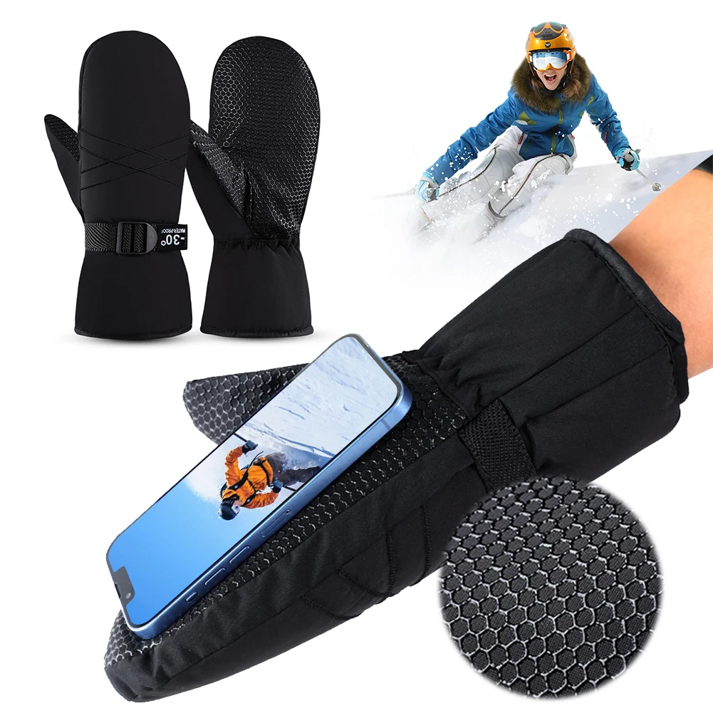Ski Mittens Waterproof Snow Gloves Thermal Cycling Gloves Snowboard Gloves Cold Weather Gloves for Men and Women