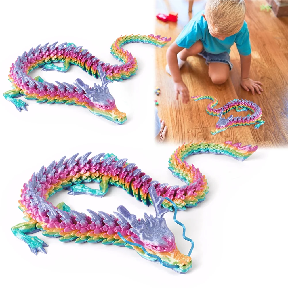 2Pcs 3D Printed Colored Desktop Dragon Ornament Wear Resist Conjoined Dragon Ornaments Multi-Purpose for Home Office Decor