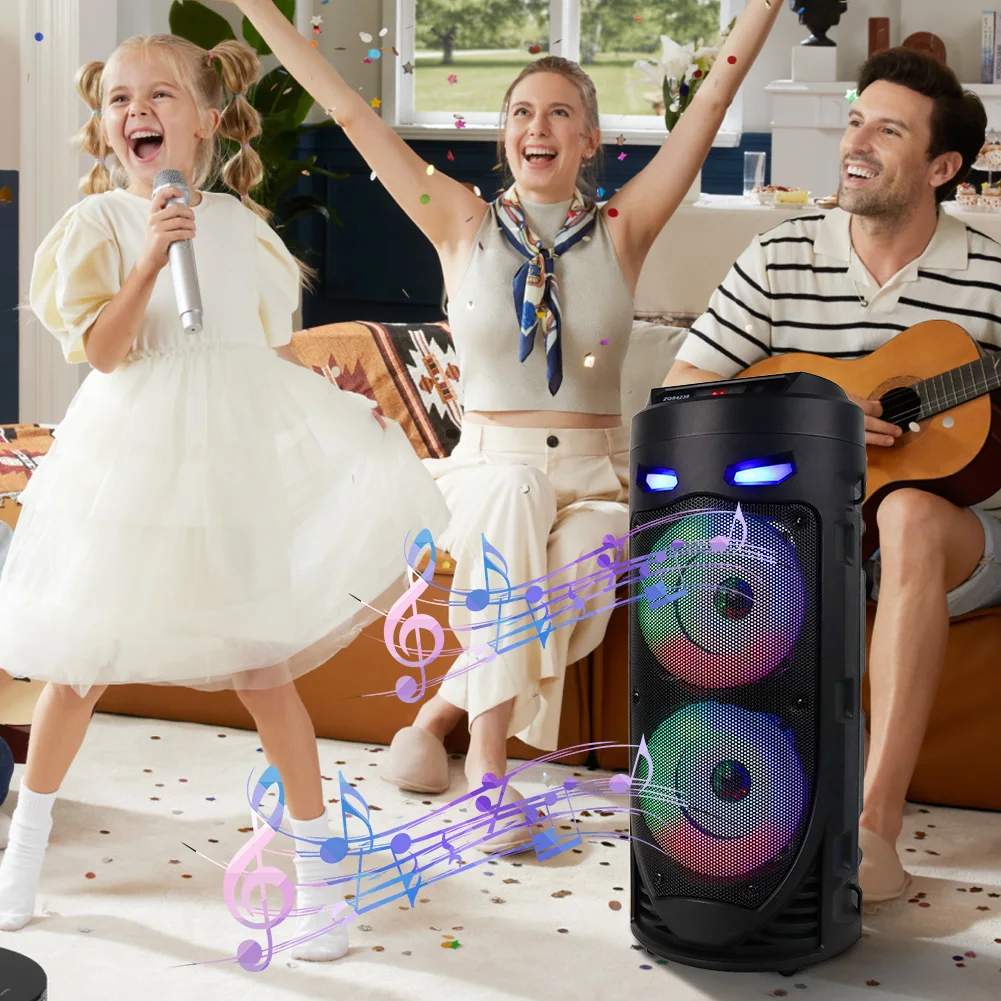 Wireless Subwoofer HiFi Boombox 25W Portable Bluetooth Speaker Family Karaoke Party Big Power Stereo Speaker For Outdoor Camping