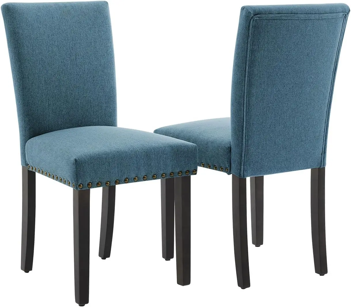 Dining Chairs Set of 2 , Upholstered Diner Room Chair Sets Fabric Kitchen Chairs with Nailhead Trim/Sturdy Wood Legs and Padded
