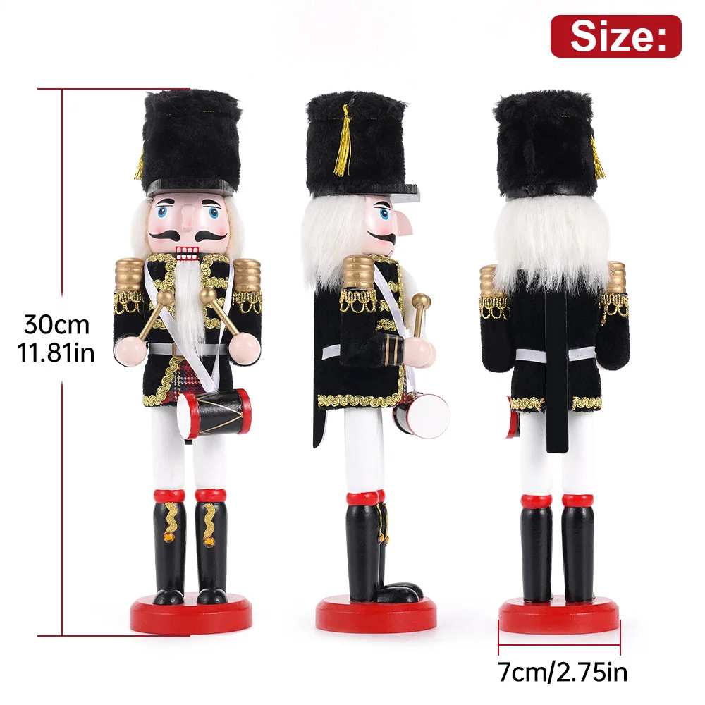 30cm Nutcracker Soldier Puppet Christmas Ornament Creative Doll Home Office Desktop Decoration Children's Gift
