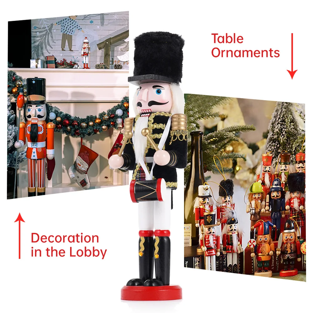 30cm Nutcracker Soldier Puppet Christmas Ornament Creative Doll Home Office Desktop Decoration Children's Gift