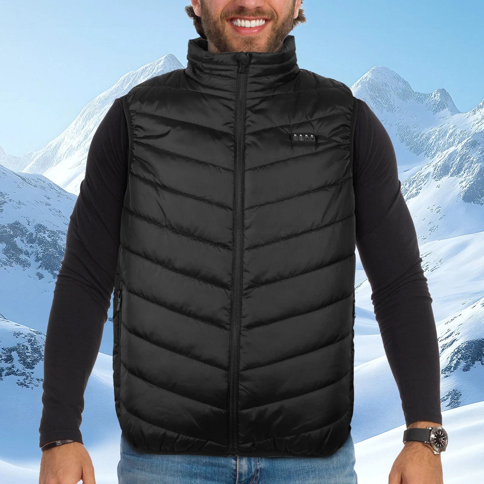 21 Area Heated Vest Thermal Warm Waistcoat Electric Heating Jacket (Black 4XL)
