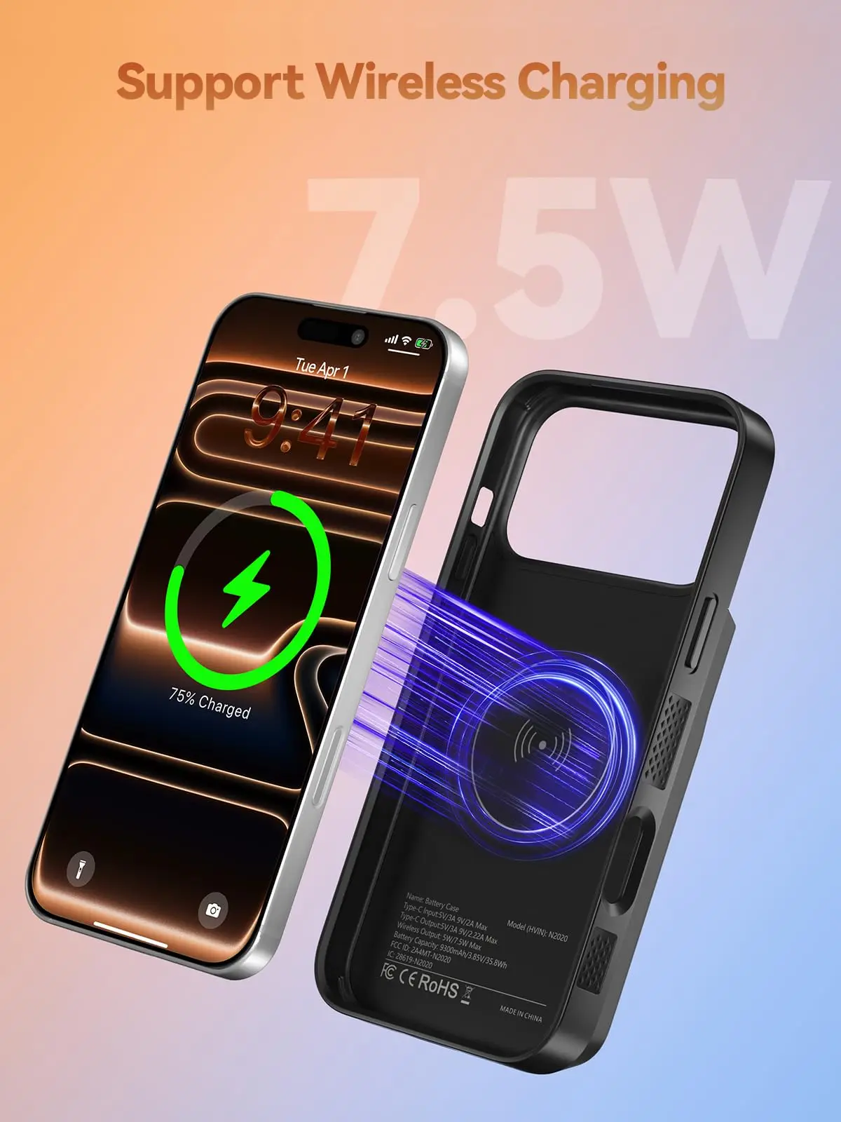 NEWDERY 9300mAh Battery Case for iPhone 17 Pro Max Portable Power Bank 20W Rechargeable Charger Case