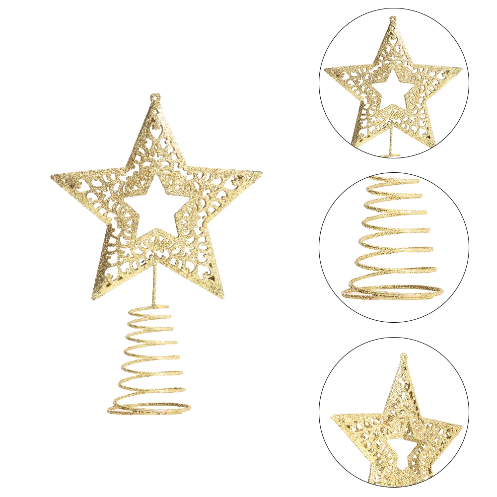 Voltsify Christmas Tree Star Topper Golden Glitter Ornaments Home Party Decor