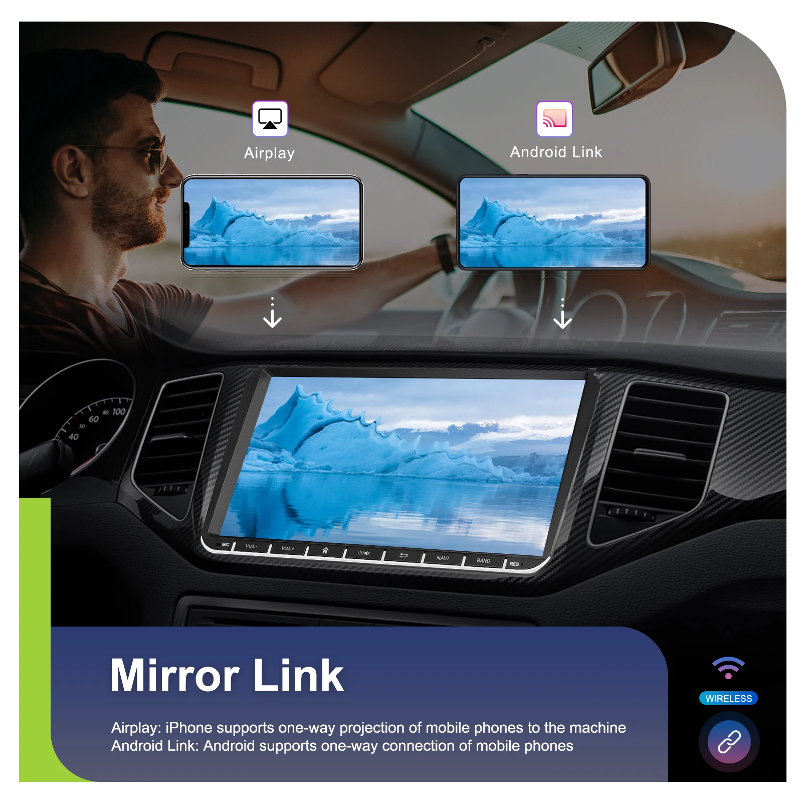 Podofo Wireless Carplay Android Auto Car Radio 9 Inch Multimedia Video Player GPS BT WIFI FM RDS For Volkswagen/Seat/Skoda