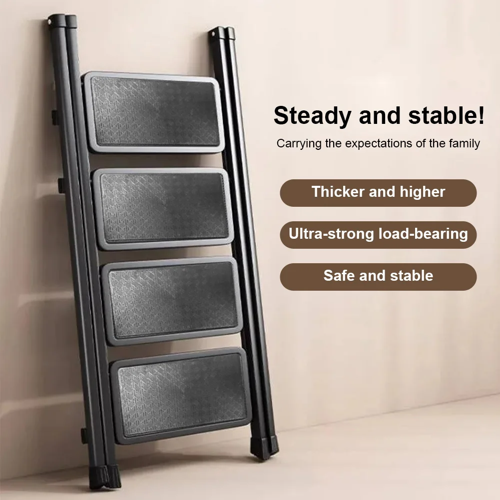 3 Step Foldable Heavy Duty Stepladder Household Anti-Slip Step Stool (Black)