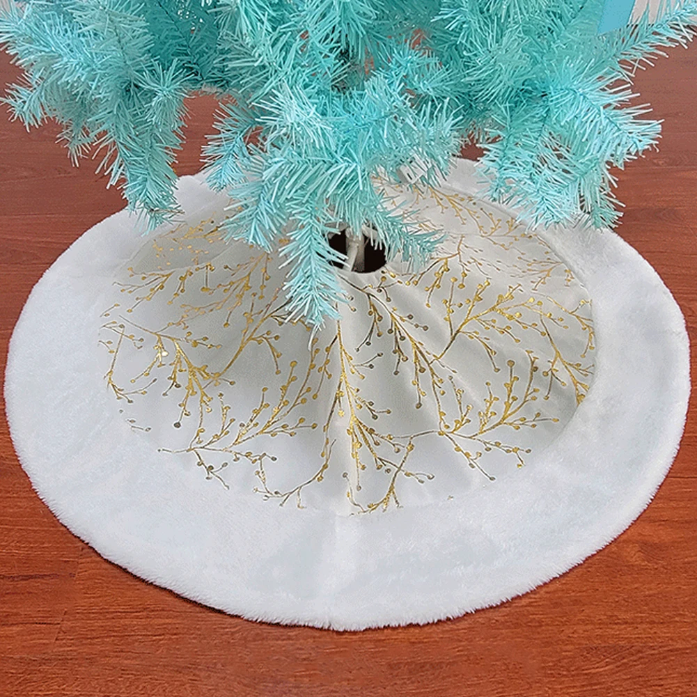 Voltsify Hot Stamping Golden Twig Plush Christmas Tree Skirt