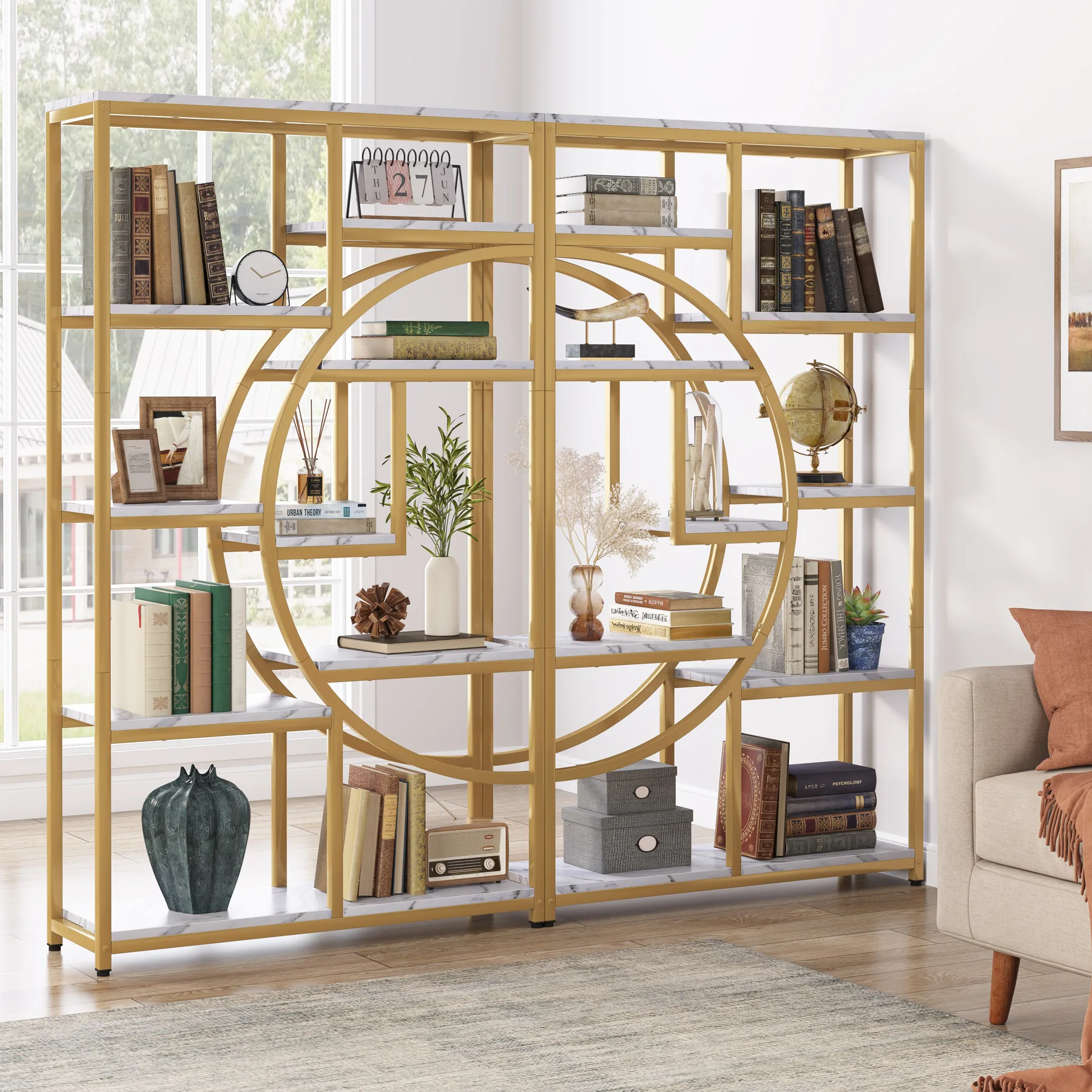 Tribesigns Bookshelf, Industrial 5 Tier Etagere Bookcase, Freestanding Tall Bookshelves Display Shelf Storage Organizer