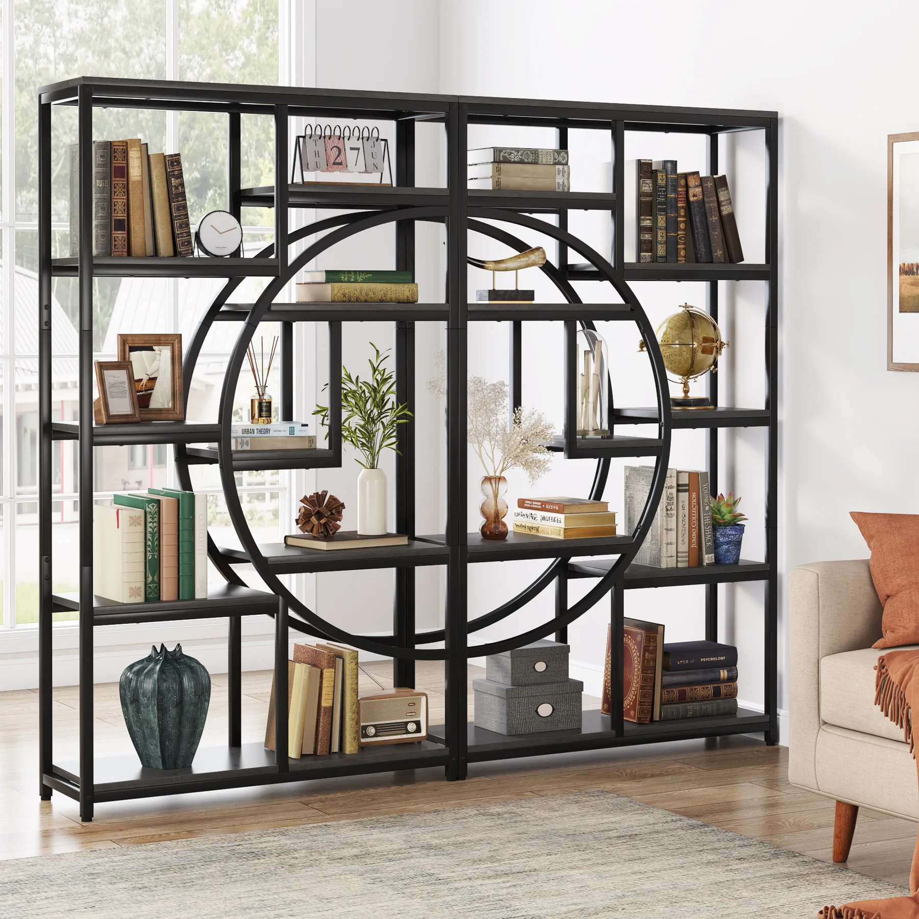 Tribesigns Bookshelf, Industrial 5 Tier Etagere Bookcase, Freestanding Tall Bookshelves Display Shelf Storage Organizer