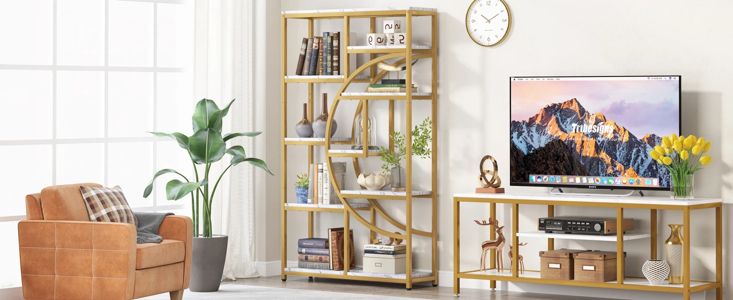 Tribesigns Bookshelf, Industrial 5 Tier Etagere Bookcase, Freestanding Tall Bookshelves Display Shelf Storage Organizer
